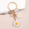 Spring Flower Enamel Keychain Daisy Plant Keyring Sweet and Romantic