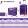 LARVENDER Luggage Sets 3 Piece 20 cm Carry on Luggage 22x14x9 Airline Approved Hardside PCABS Suitcase Set with Spinner Wheels TSA Lock Lightweight Luggage Set for Women Midnight Berry