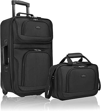 71uVirKirL._AC_SY355_.jpg Traveler Rio Fabric Expandable Carryon Luggage Rolling Suitcase Black 2 Wheel Set