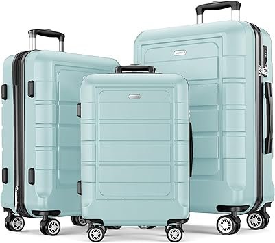SHOWKOO Luggage Sets Expandable PCABS Durable Suitcase Double Wheels TSA Lock Mint Green
